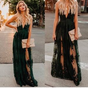 Vici Elegant Green Evening Dress